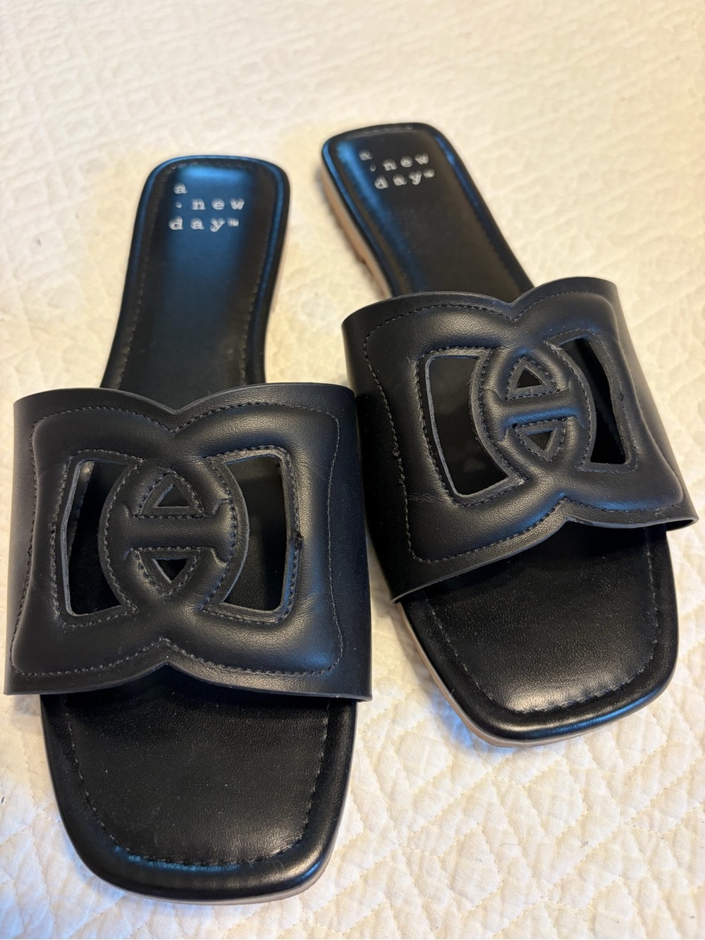 a new day Black Cutout Slide Mules